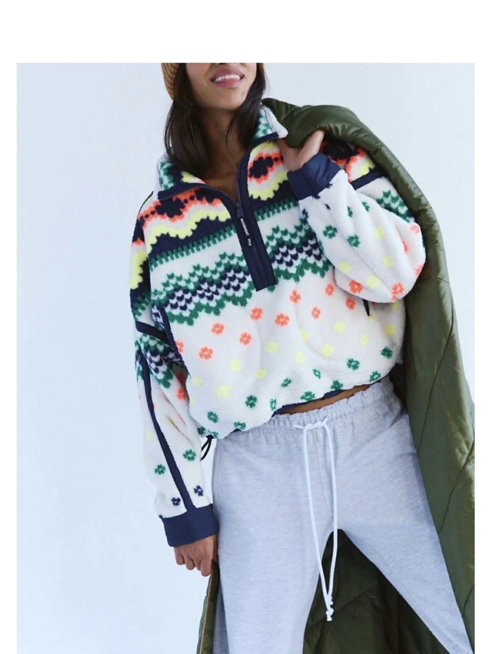 NWT Free People Mountain High Fleece Jacket Isle Knit Medium